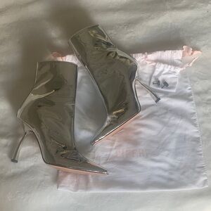 Italian Silver High Heel Ankle Boots